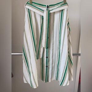 Hutch anthropologie Green and Cream Striped A-Line Skirt